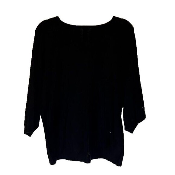 J. Jill Minimalist Navy Blue 3/4 Dolman Sleeves V-Neck Cotton Blend Sweater SZ M - Picture 2 of 5